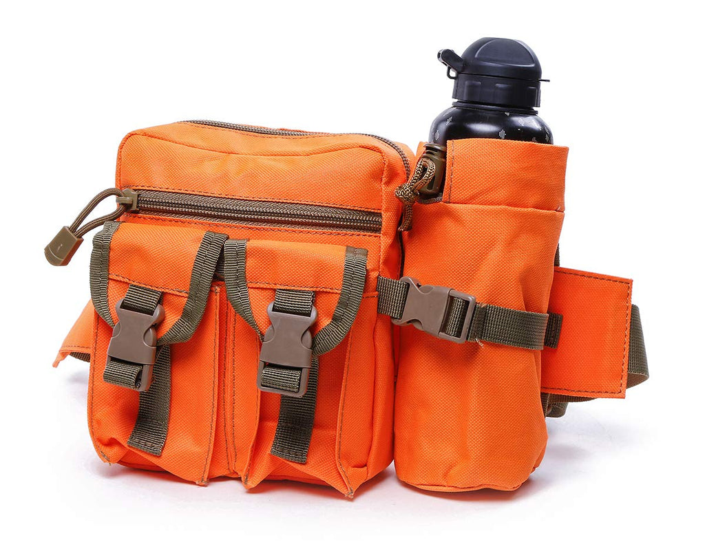 Electomania® Nylon Camo Waist Pack Bag Fanny Packs Waterproof Hip Belt Bag Pouch for Hiking Climbing Outdoor Bumbag (Orange)