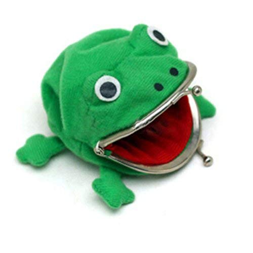 Electomania Frog Shape Cute Animal Face Plush Coin Purse, Green