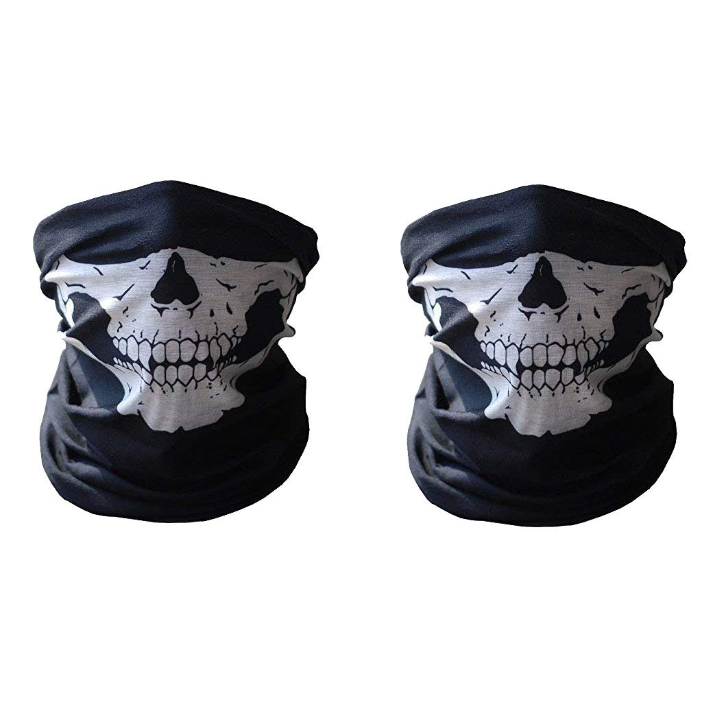 Electomania Men's Seamless Dustproof Windshield Elastic Skull Face Mask (Black) - Set of 2