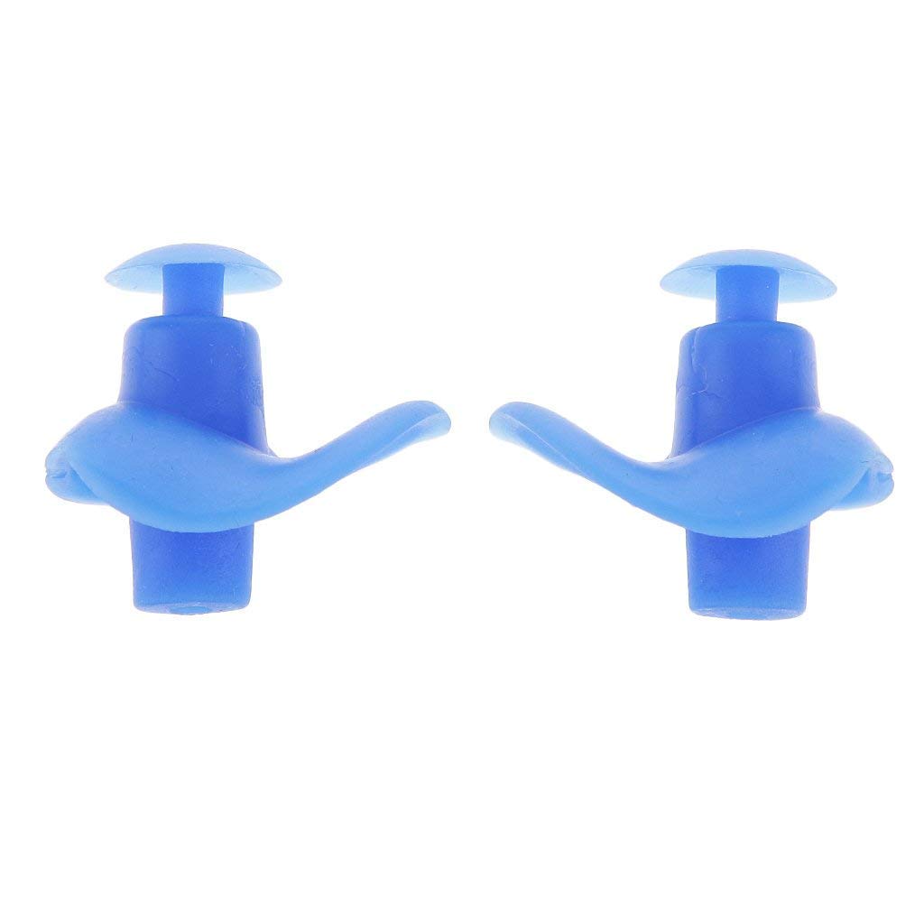 Electomania® 1 Pair Earplugs Silicone Swimming Ear Plugs for Adults Kids Reusable Unisex Waterproof Spiral Swimming Diving Molded Professional Soft Flexible Showering Surfing Swim Earplugs (Blue)