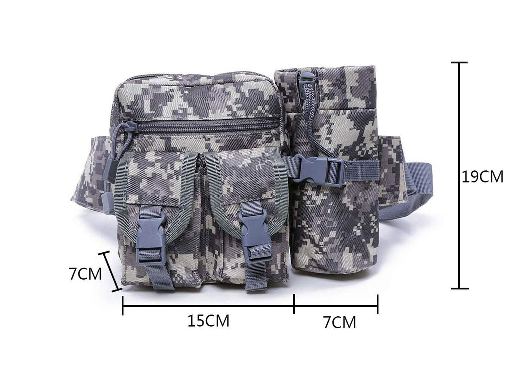 Electomania Nylon Camo Waist Pack Bag Fanny Packs Waterproof Hip Belt Bag Pouch for Hiking Climbing Outdoor Bumbag (Color: acu camo)