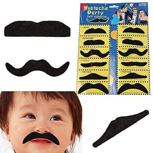 Electomania Moustache/Bushy Fake Beard/Male and Female General-Purpose Black (Set of 12)