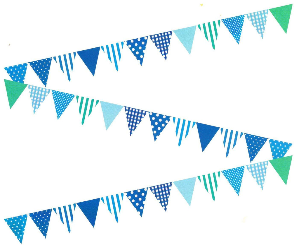 Electomania  Set of 3 Party Bunting Flags Banner for Kids Room, Play School Decoration, Birthday Party (Blue)